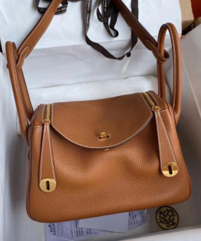 에르메스 린디백26 골드브라운 금장 끌레망스 가죽